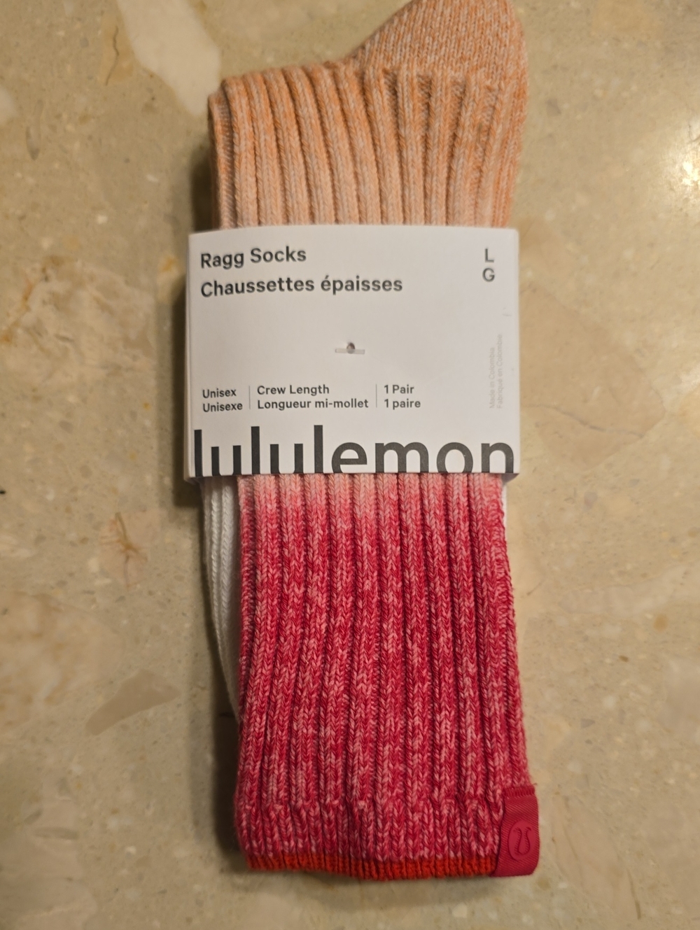 lululemon athletica Ragg Crew Socks - Pink, Cream & Coral